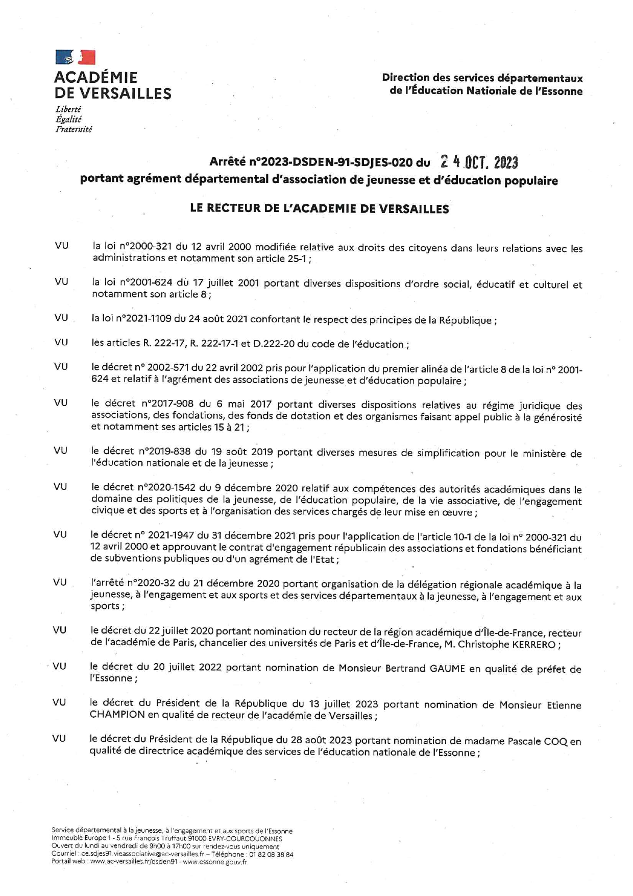 Agrément Jeunesse et Éducation populaire